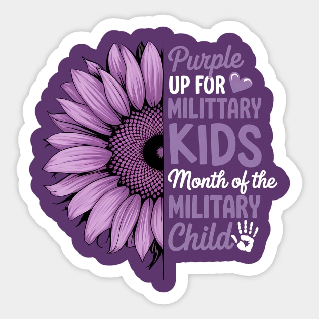 Sunflower-Purple-Up-For-Military-Kids-Military-Child-Month-Floral-Support Sticker by ArtistTee ⭐⭐⭐⭐⭐